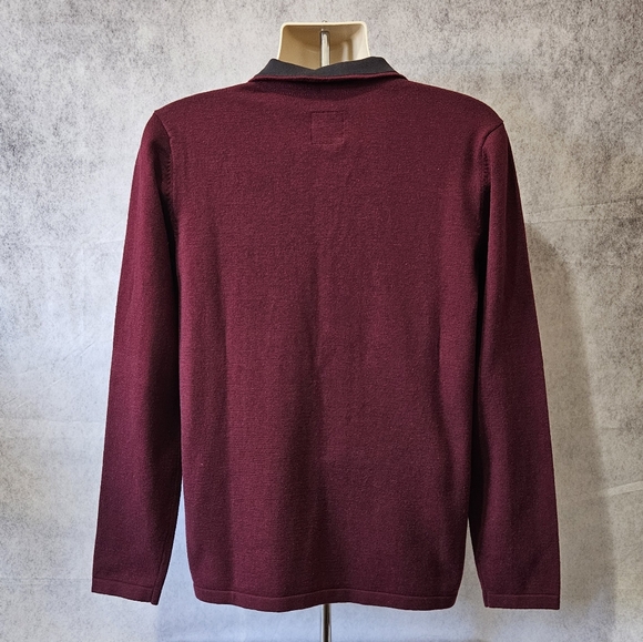 Prana Holberg Maroon Pullover 1/4 Zip Long Sleeve Sweater - Picture 7 of 11